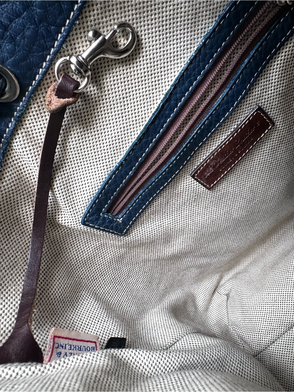 Dooney &‎ Bourke Midnight Blue Drawstring Shoulder Bag Purse Pebbled Leather - Picture 12 of 14